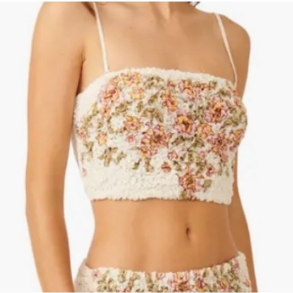 Free People Augusta Floral Crop tube Top NEW size XS - Picture 3 of 10